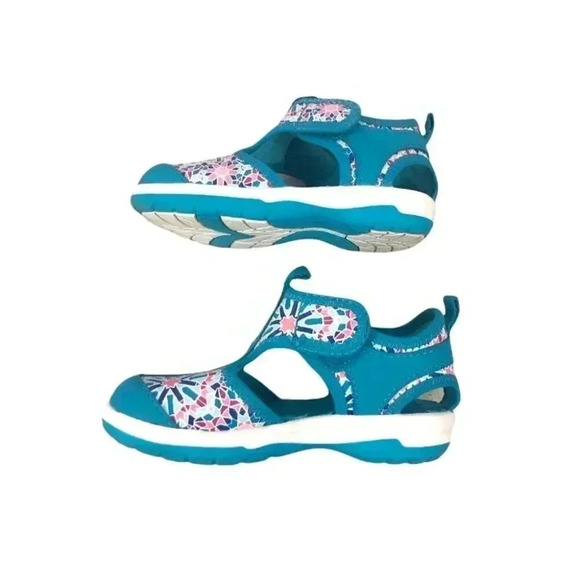 Lands End Teal Velcro closed toe sandals sneakers Size 10M Toddler - Picture 5 of 9